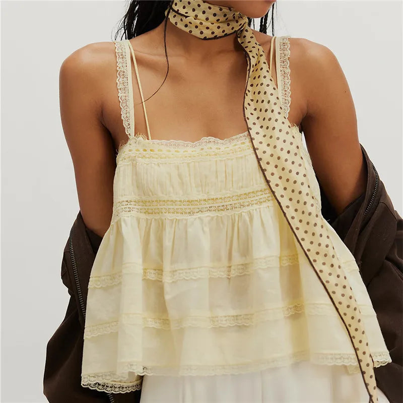 Women's yellow babydoll top, lightweight fabric, perfect for summer outings