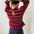 Maroon babydoll tops with smocked detailing, perfect for casual outings
