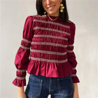 Women's maroon babydoll tops in lightweight cotton, perfect for casual outings