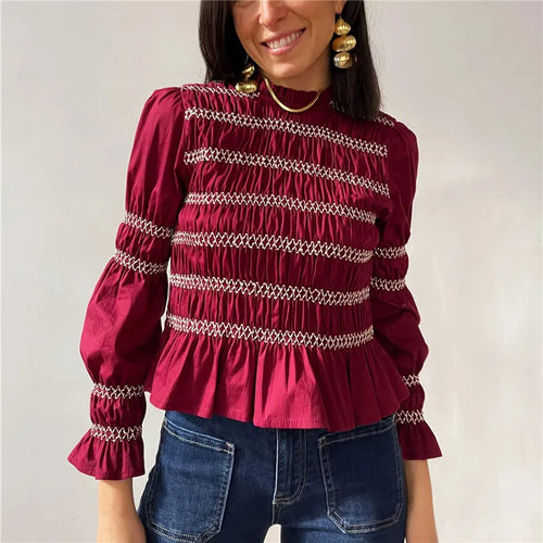 Women's maroon babydoll tops in lightweight cotton, perfect for casual outings