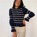 Navy blue babydoll top in soft fabric for casual outings