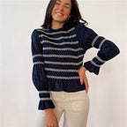 Navy blue babydoll top in soft fabric for casual outings