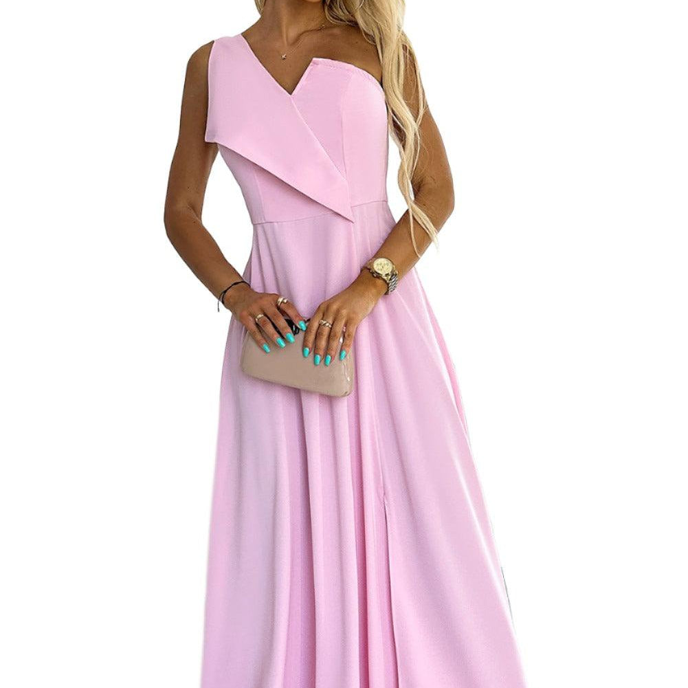 Women's Dresses Pink One-Shoulder Maxi Dress
