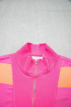 Stripe Half Zip Tee & Elastic Shorts Set