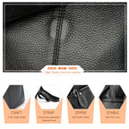 Black genuine leather backpack for travelling for women with adjustable strap