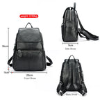 Black leather backpack for travelling for women, lightweight and stylish
