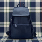 Navy leather backpack for travelling for women with stylish design