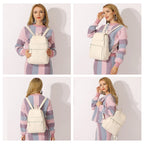 White backpack for traveling for women, stylish design and comfortable straps