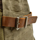 Canvas backpack with quality leather protection strap for durability