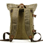 Canvas backpack with leather accents for outdoor adventures