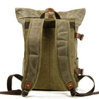 Canvas backpack with leather accents for outdoor adventures