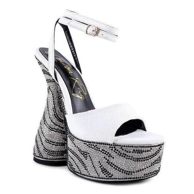 Backstage Ultra High Platform Diamante Sandals - VacationGrabs