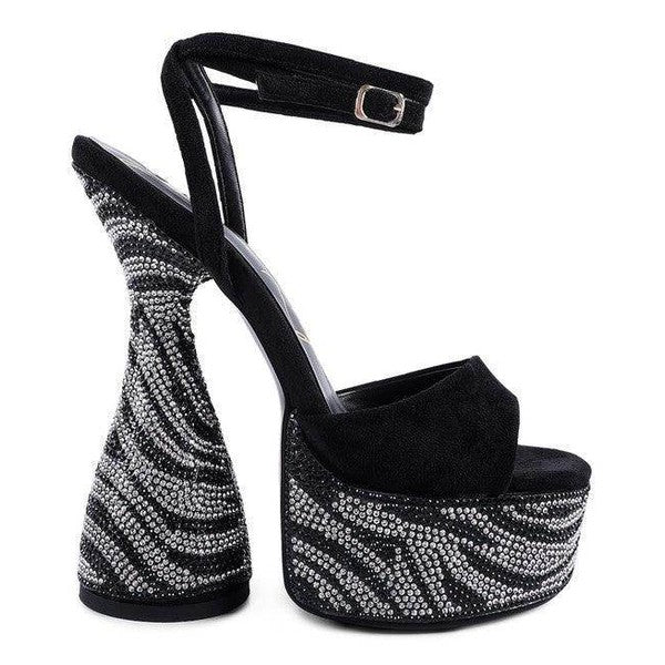 Backstage Ultra High Platform Diamante Sandals - VacationGrabs