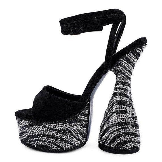 Backstage Ultra High Platform Diamante Sandals - VacationGrabs