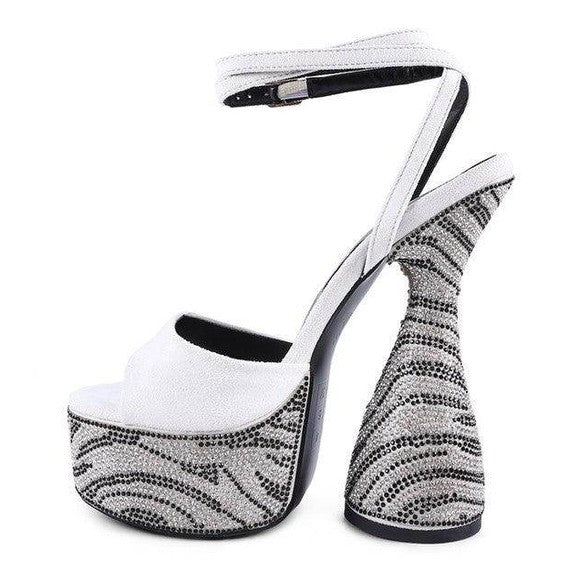Backstage Ultra High Platform Diamante Sandals - VacationGrabs