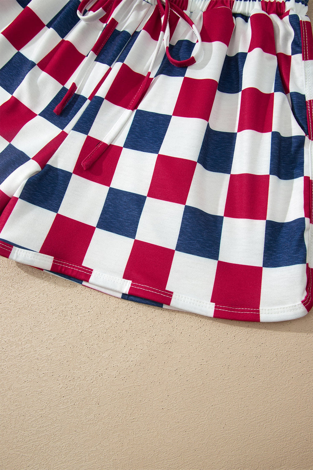 4th of July Checker High Waist Shorts