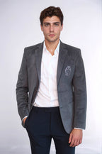 Bag Pocket Rigging Velvet Grey Jacket – front view