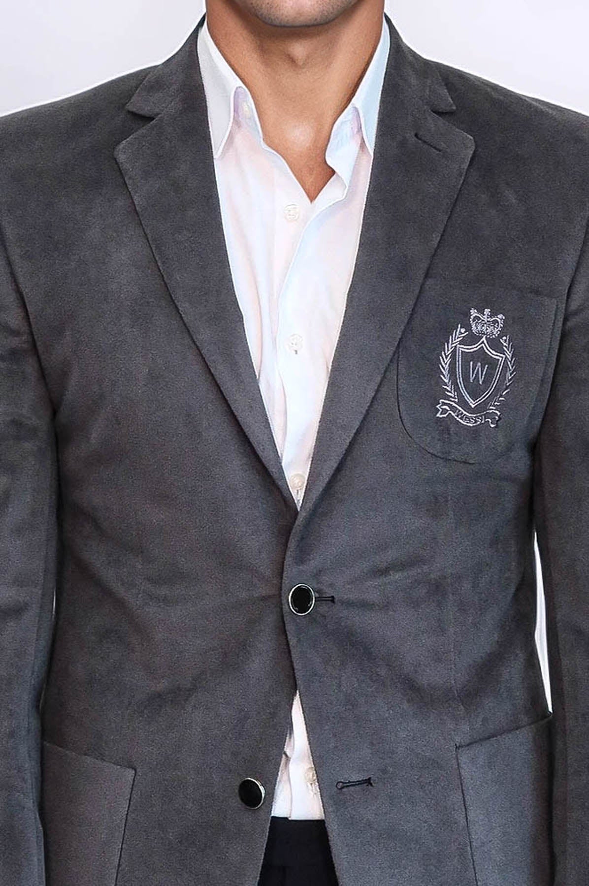 Bag Pocket Rigging Velvet Grey Jacket – detail view