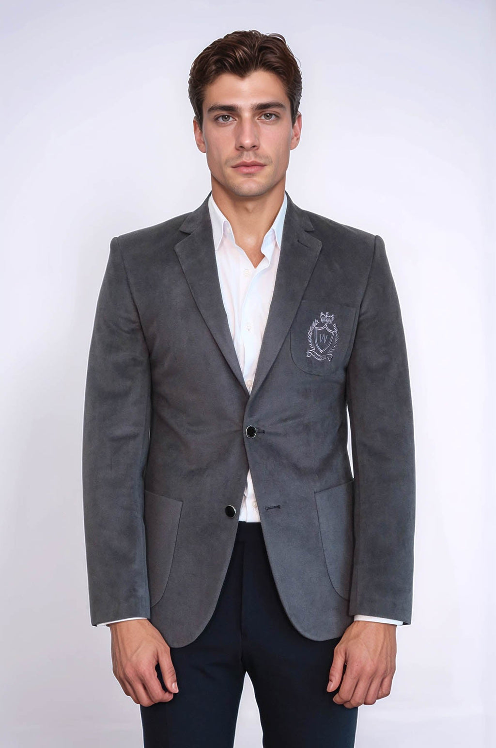 Bag Pocket Rigging Velvet Grey Jacket – side view