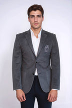 Bag Pocket Rigging Velvet Grey Jacket – side view