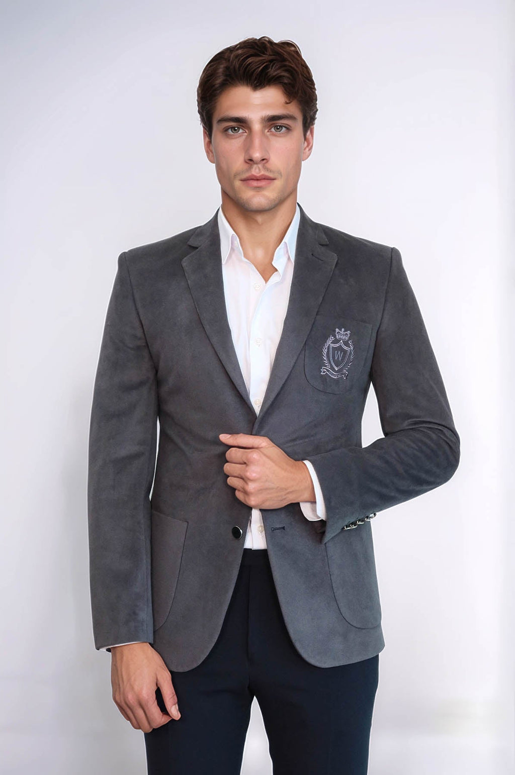 Bag Pocket Rigging Velvet Grey Jacket – close up view