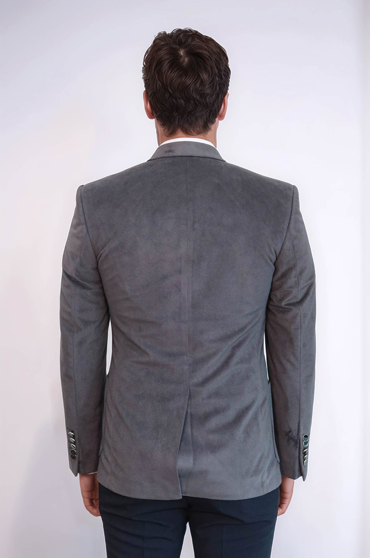 Bag Pocket Rigging Velvet Grey Jacket – full look view