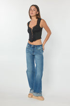 Women's light blue baggy jeans for casual everyday wear