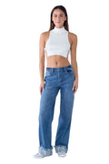 Women's blue baggy jeans, casual denim for everyday wear