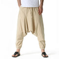 Men's beige baggy sweat pants, comfortable cotton for casual wear