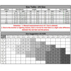 Size chart for baggy sweat pants with measurements for accurate fit