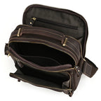 Brown leather bags messenger bag with multiple compartments for daily use