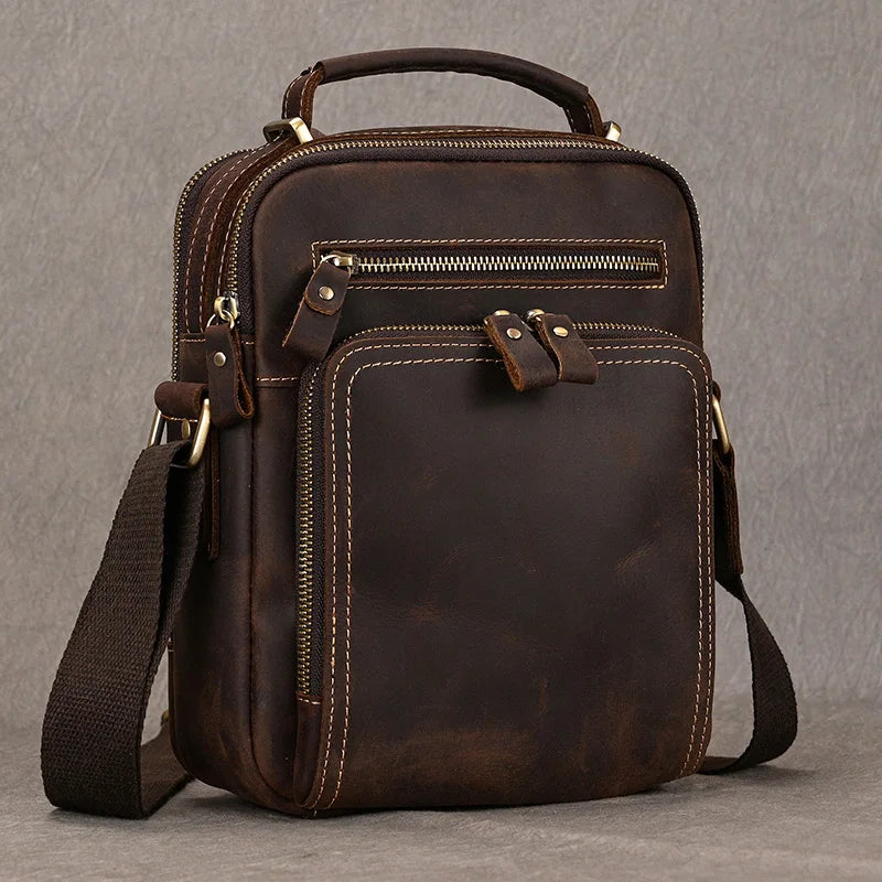 men's brown leather messenger bag, ideal for everyday use