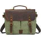 VacationGrabs messenger bag, green canvas and leather, perfect for daily use