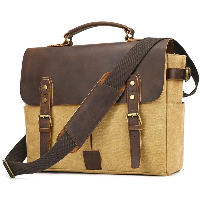 Canvas and leather messenger bag for stylish daily use
