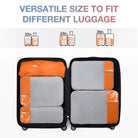 Compression packing cubes for travel, gray and orange, fit various luggage sizes