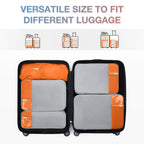 Compression packing cubes for travel, gray and orange, fit various luggage sizes