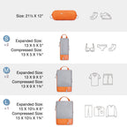 Orange compression packing cubes for travel, lightweight and durable