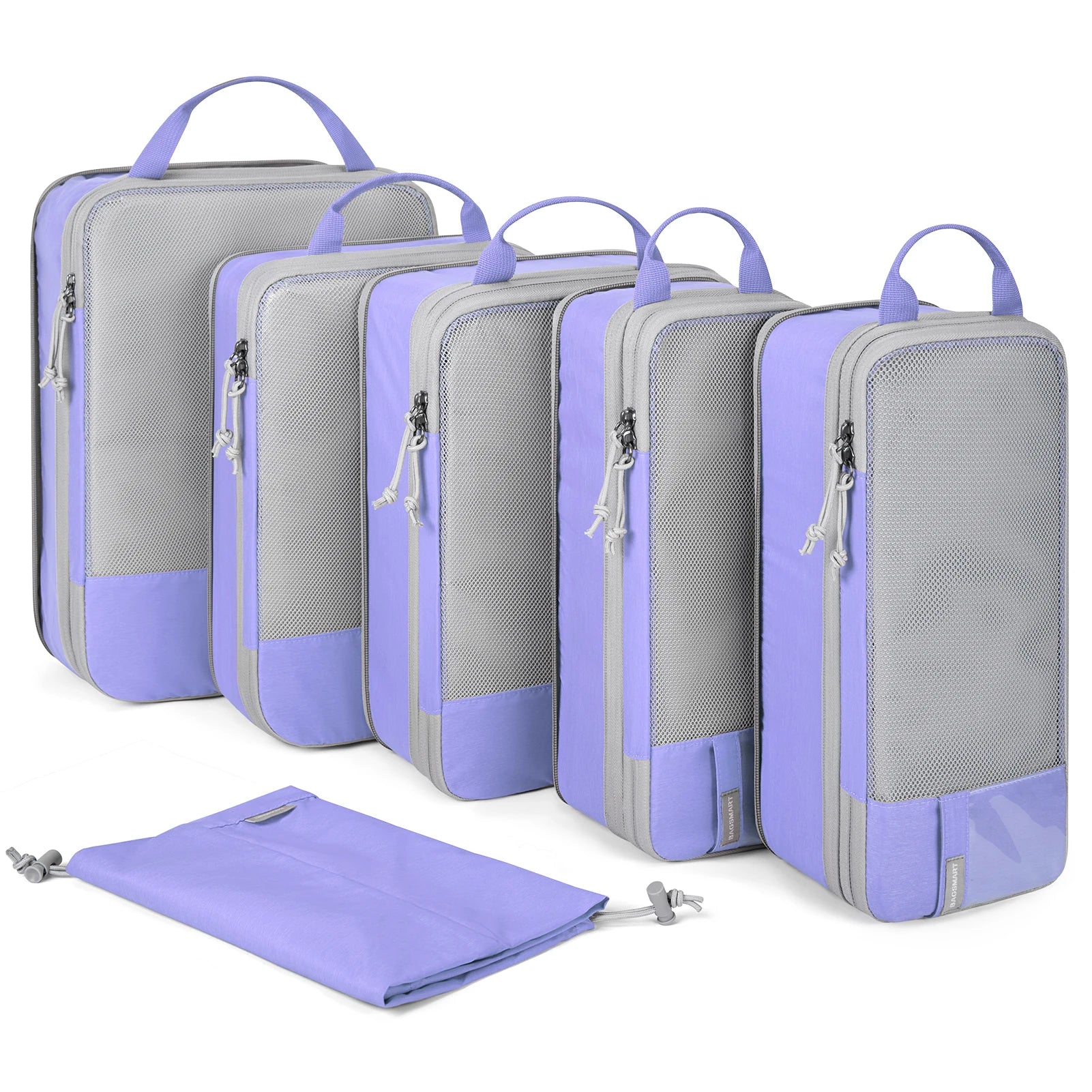 Purple compression packing cubes for travel, durable material for organization