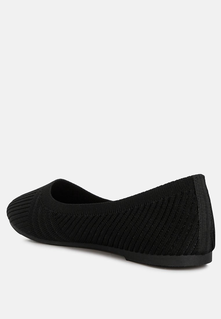 Women's black knit ballet flats for casual everyday wear