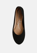 Women's black ballet flats with soft fabric for casual wear
