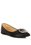 Black women's ballet flats with a stylish gold accent for casual wear