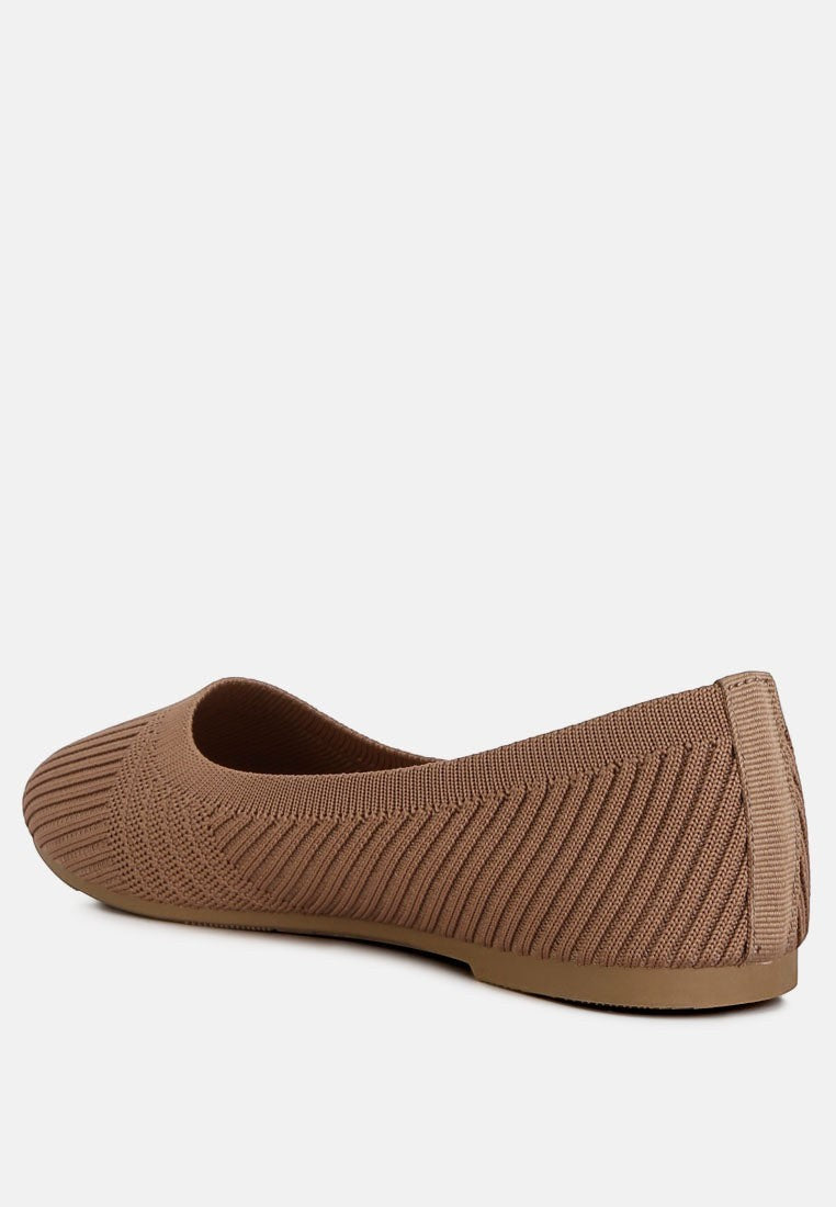 Women's brown knit ballet flats for comfortable all-day wear