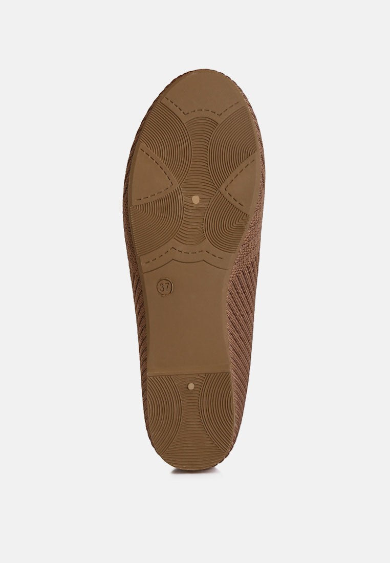 Women's brown ballet flats, breathable material for everyday wear