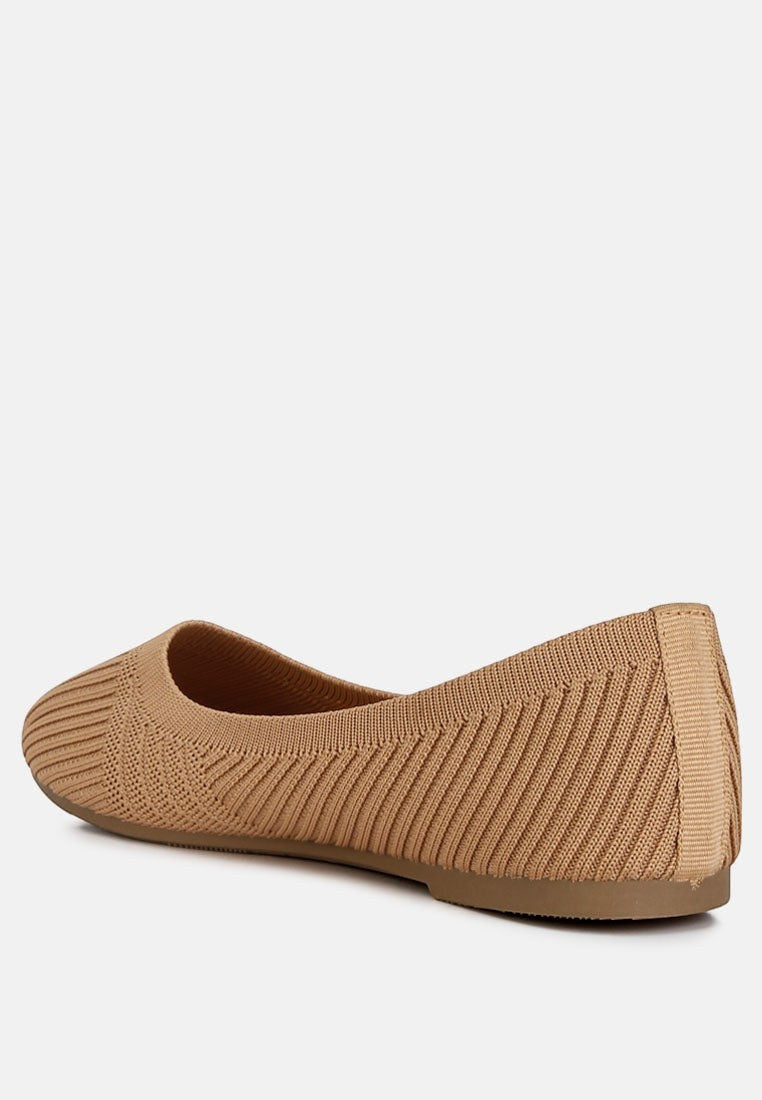 Women's beige knit ballet flats for everyday casual wear