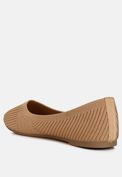 Women's beige knit ballet flats for everyday casual wear