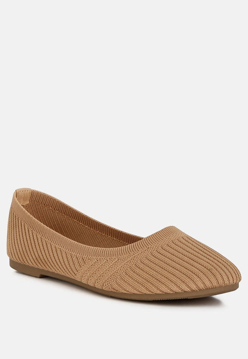 Women's tan ballet flats, soft fabric for everyday wear