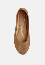 Women's tan ballet flats with comfortable fit for everyday wear