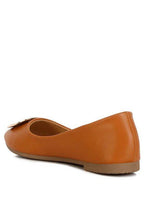Women's tan ballet flats with a stylish bow detail for casual wear