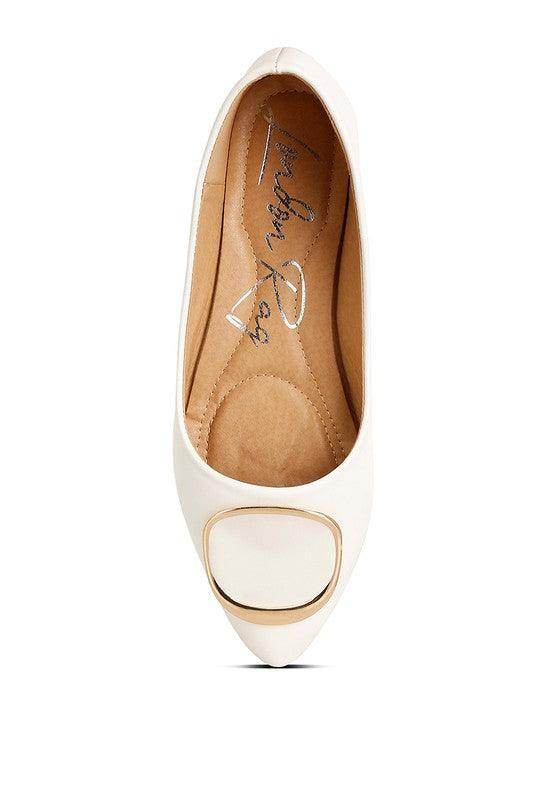 Women's cream ballet flats with a bow detail for casual wear