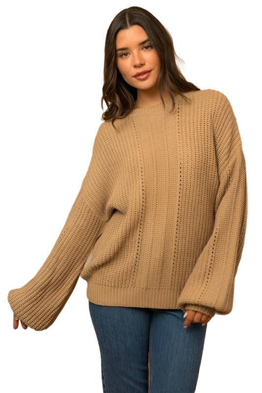 Women's Sweatshirts & Hoodies Balloon Sleeve Braid Sweater